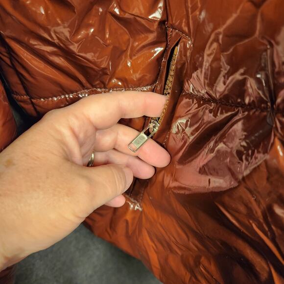 SHEIN Rust Brown Puffer Lightweight Earthy Shiny Neutral Goblincore Women 6 NWOT - Picture 7 of 9